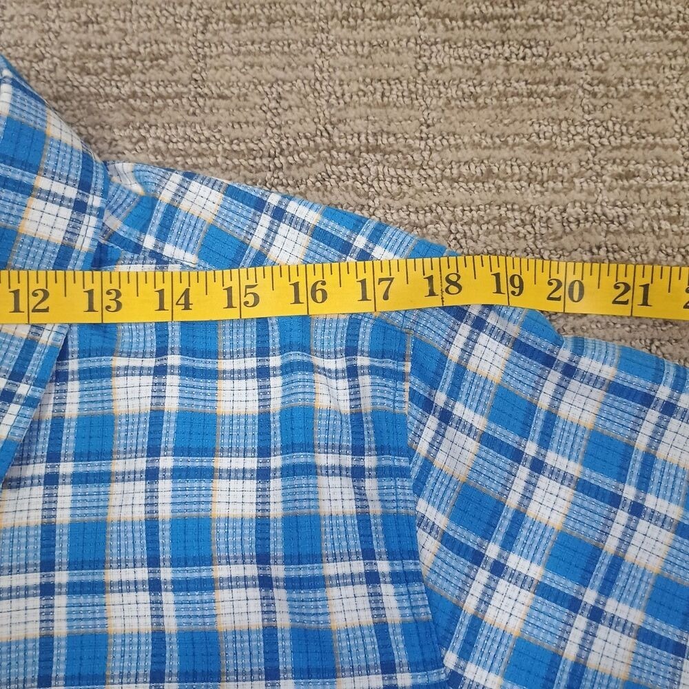 Marmot Mens Medium Short Sleeve ButtonDown Shirt Blue White Plaid Hiking Outdoor - Picture 6 of 10